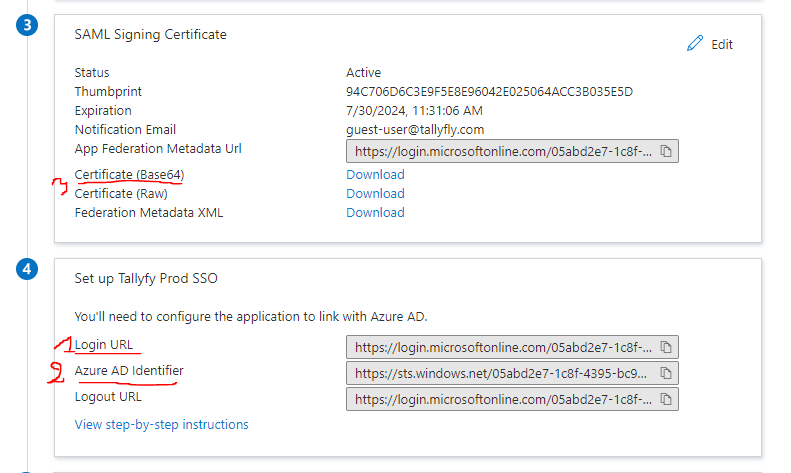 Azure AD SAML information